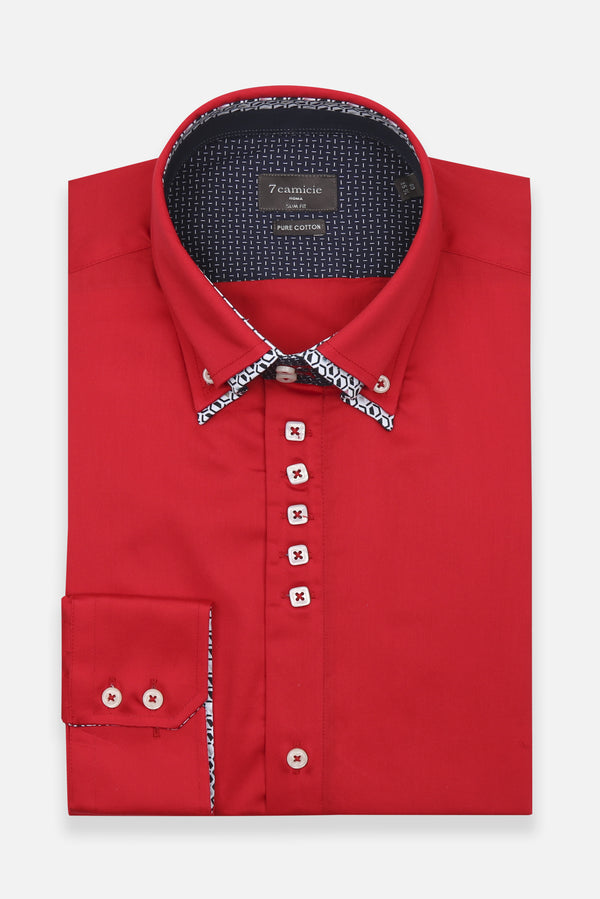 Marco Polo Iconic Herren Hemd Satin Rot