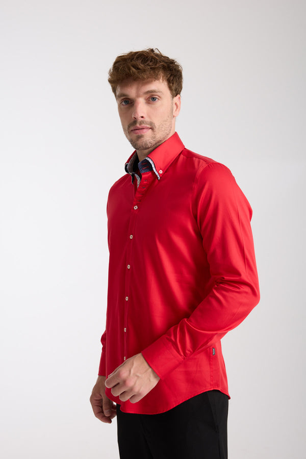 Marco Polo Iconic Herren Hemd Satin Rot