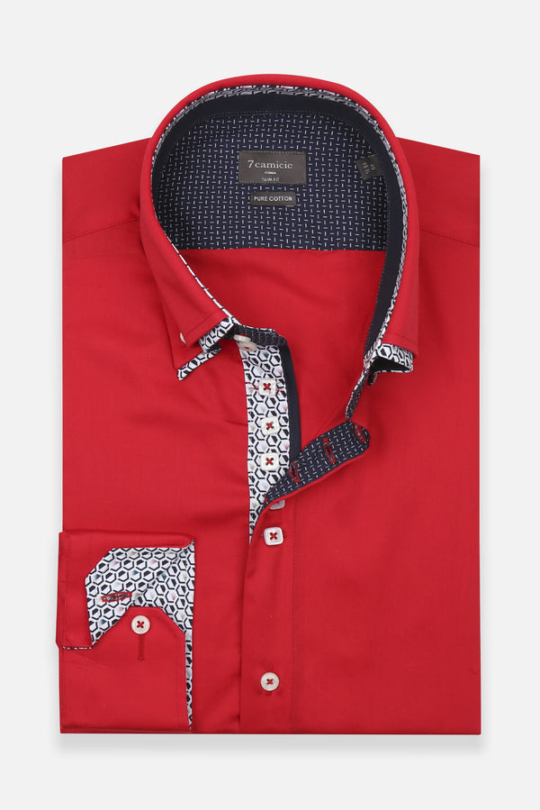 Marco Polo Iconic Herren Hemd Satin Rot