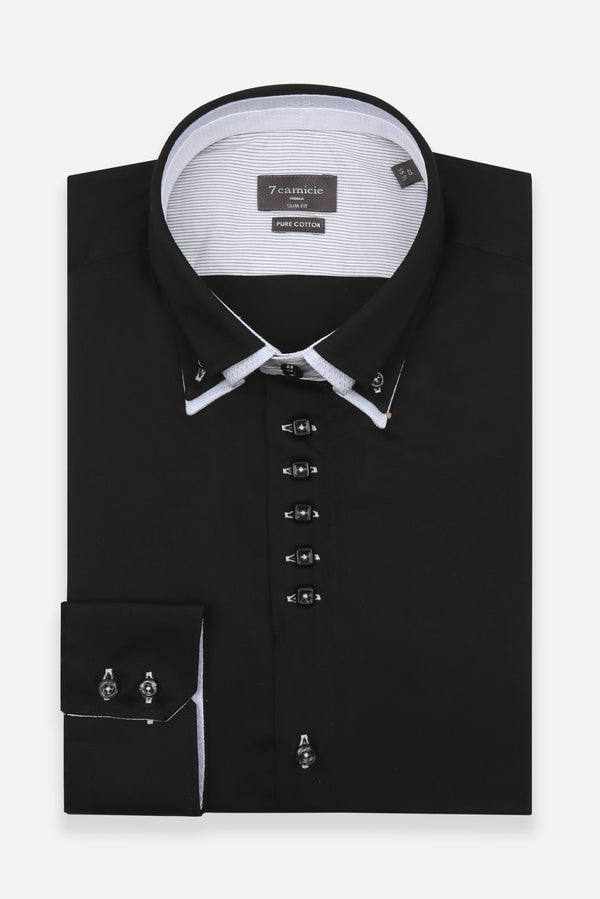 Marco Polo Iconic Herren Hemd Satin Schwarz