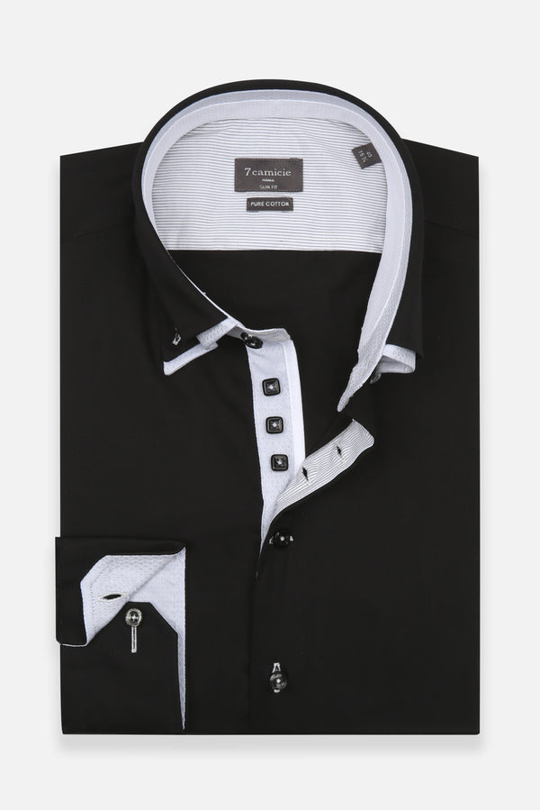 Marco Polo Iconic Herren Hemd Satin Schwarz