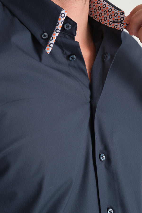 Chemise Homme Sport Popelin Stretch Bleu