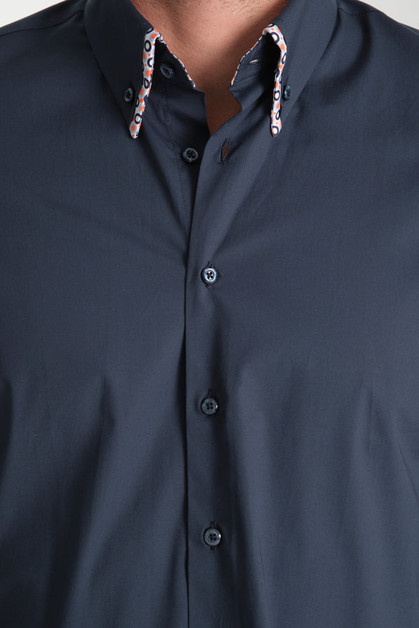 Chemise Homme Sport Popelin Stretch Bleu