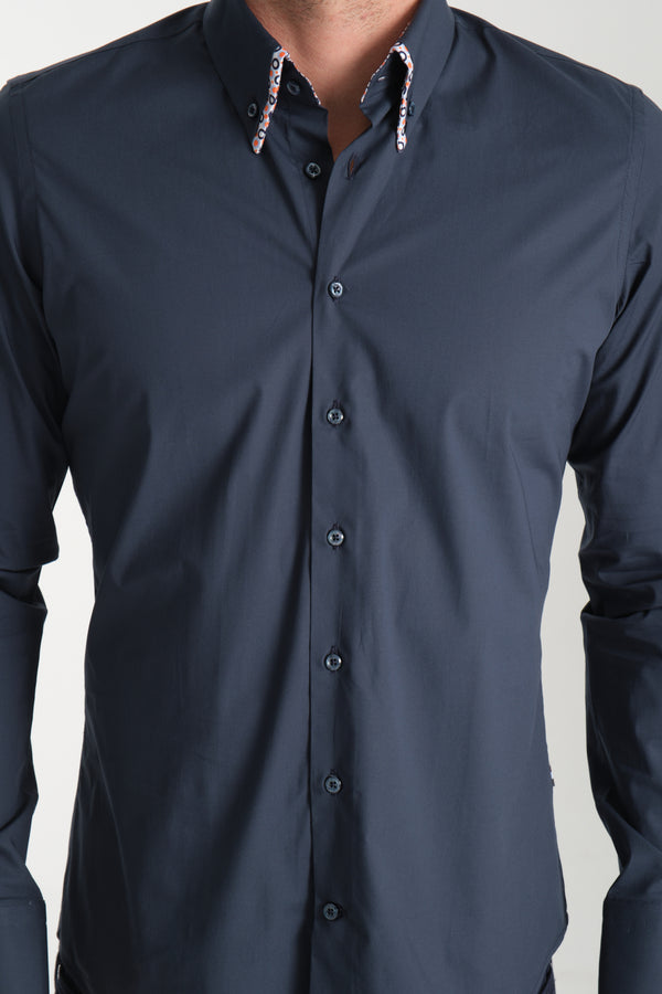 Chemise Homme Sport Popelin Stretch Bleu