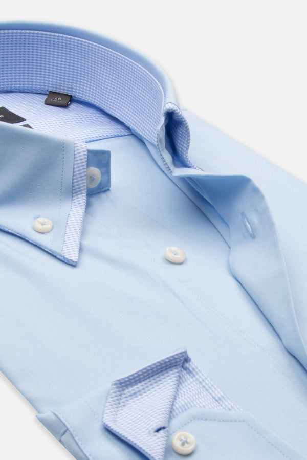 Camicia Uomo Sport Popelin Stretch Celeste