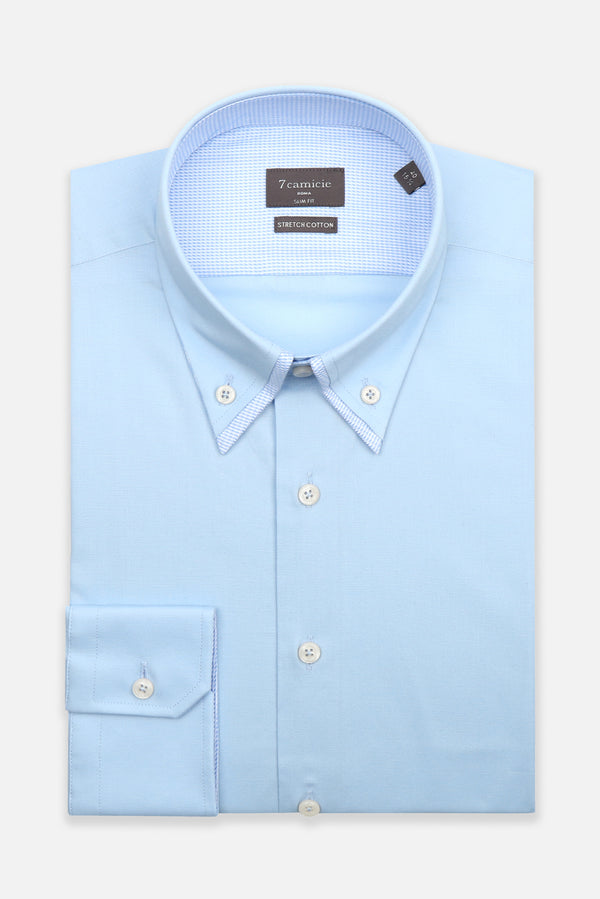 Camicia Uomo Sport Popelin Stretch Celeste