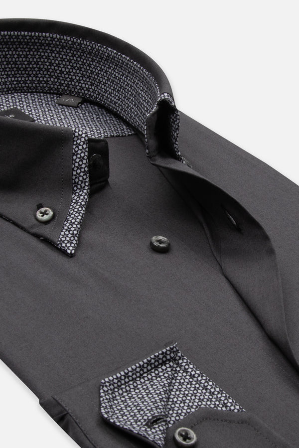 Camicia Uomo Sport Popelin Stretch Grigio