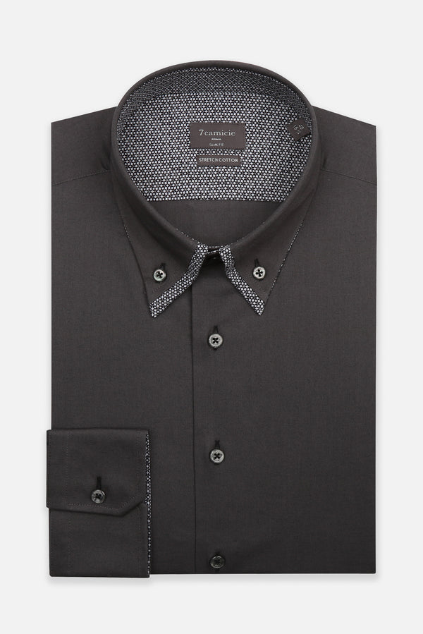 Camicia Uomo Sport Popelin Stretch Grigio