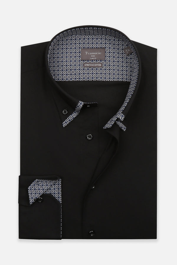 Camicia Uomo Sport Popelin Stretch Nero