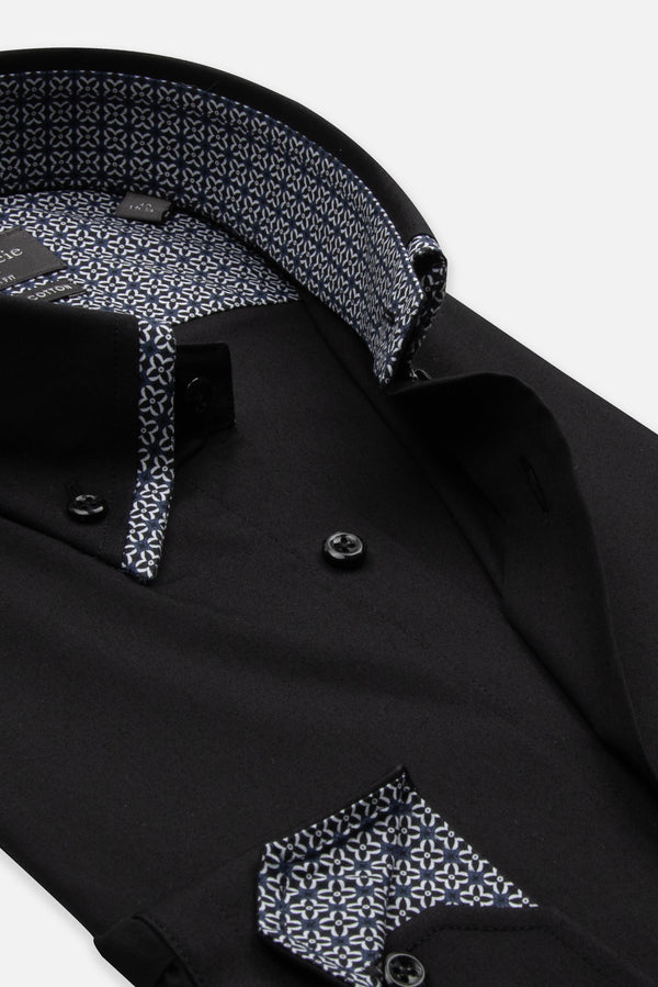 Camicia Uomo Sport Popelin Stretch Nero
