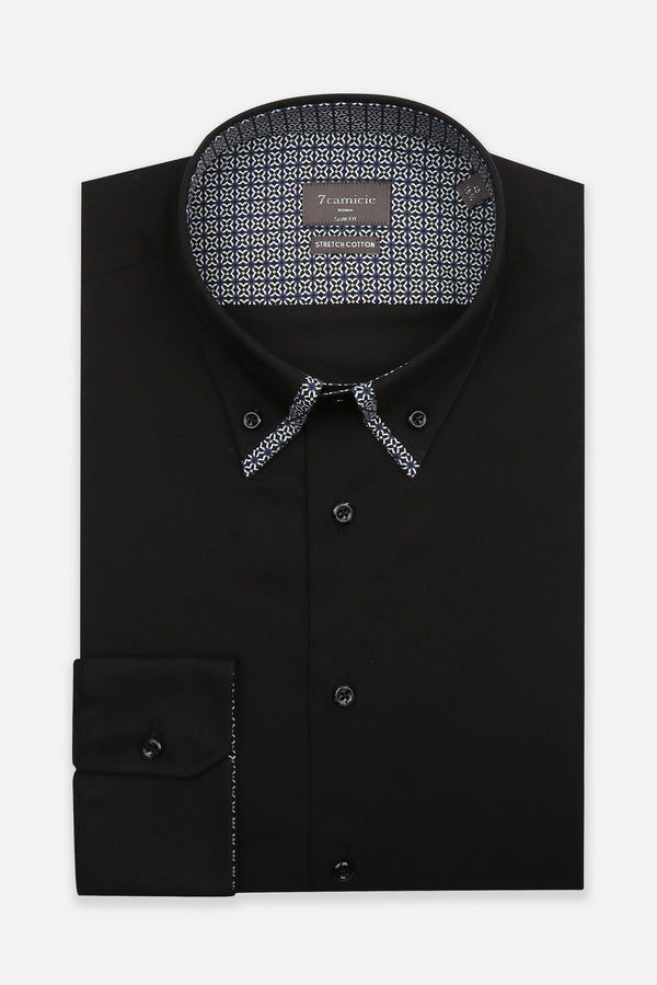 Camicia Uomo Sport Popelin Stretch Nero