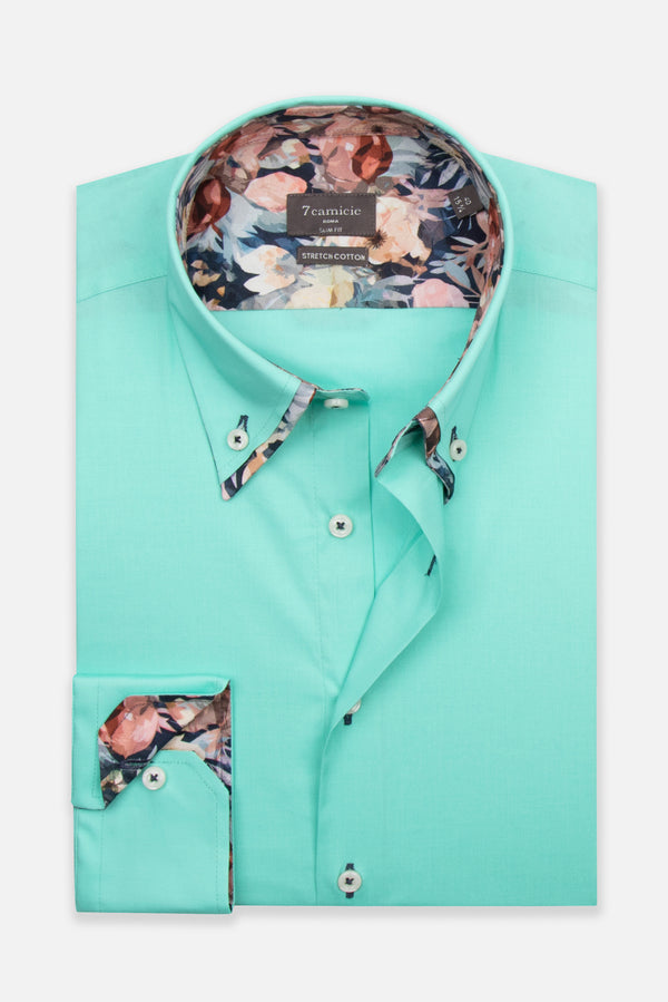 Camicia Uomo Sport Popelin Stretch Verde