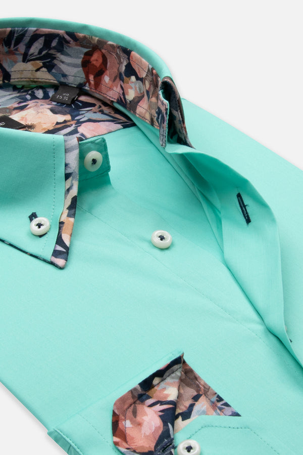 Camicia Uomo Sport Popelin Stretch Verde