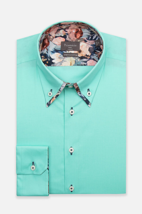 Camicia Uomo Sport Popelin Stretch Verde