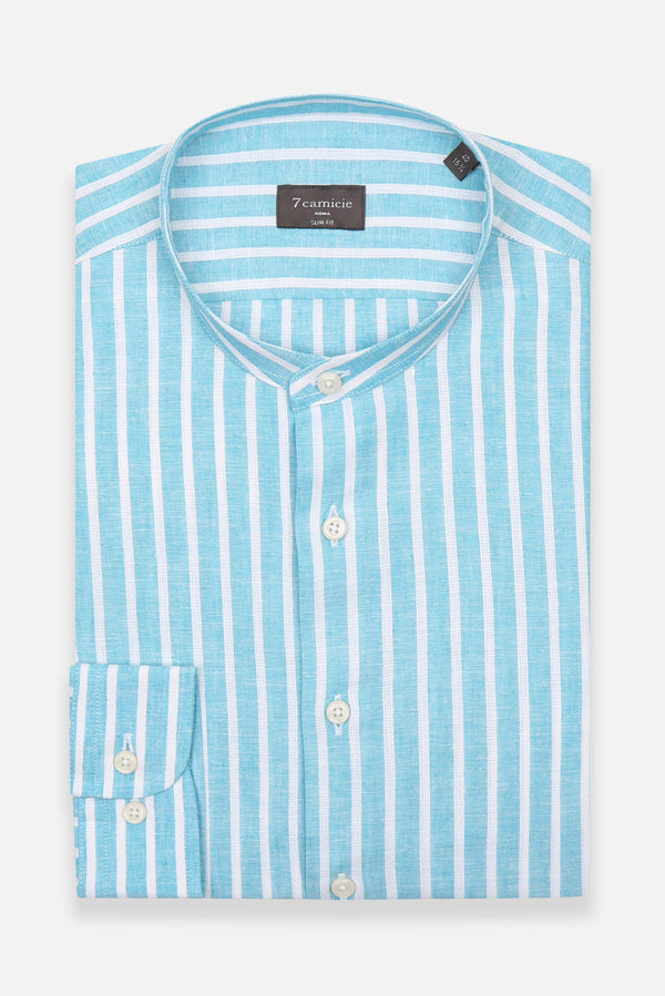 Chemise Homme Caravaggio Essential Lin Bleu clair Blanc