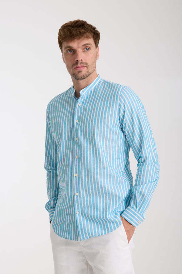 Chemise Homme Caravaggio Essential Lin Bleu clair Blanc