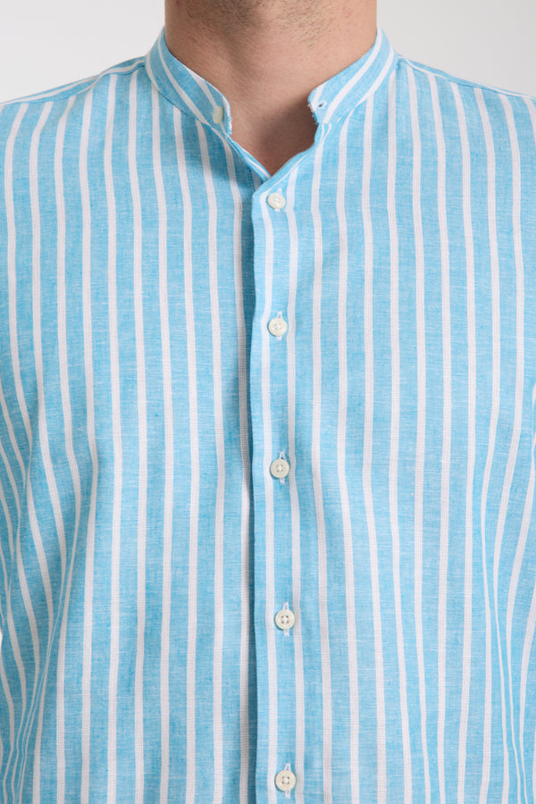 Chemise Homme Caravaggio Essential Lin Bleu clair Blanc