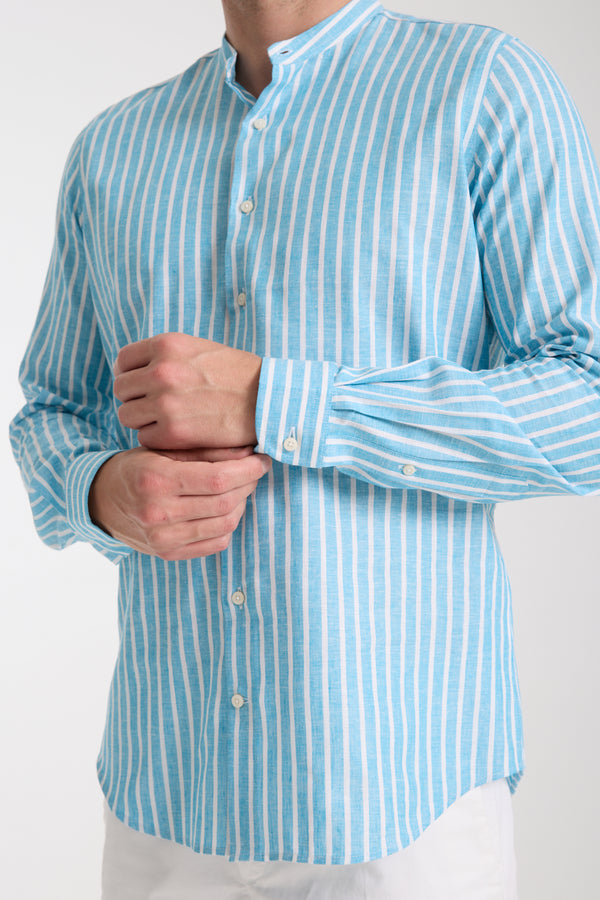 Chemise Homme Caravaggio Essential Lin Bleu clair Blanc