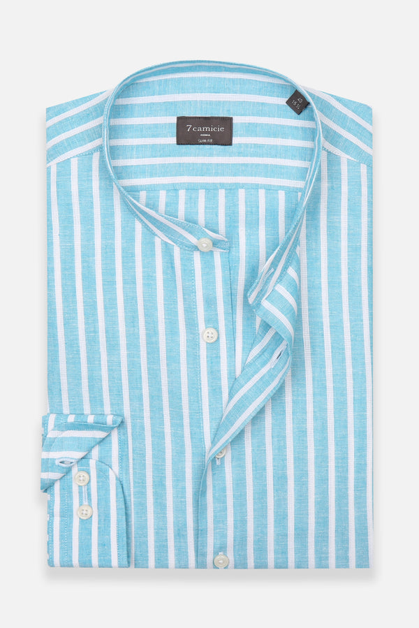 Chemise Homme Caravaggio Essential Lin Bleu clair Blanc