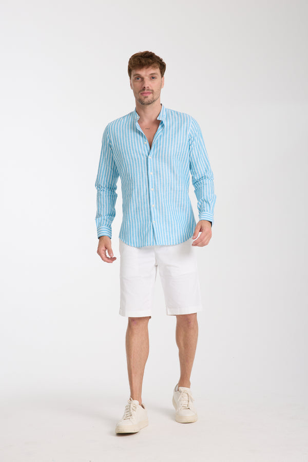 Chemise Homme Caravaggio Essential Lin Bleu clair Blanc