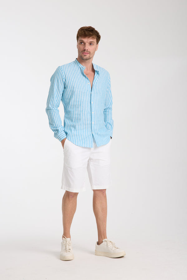 Chemise Homme Caravaggio Essential Lin Bleu clair Blanc
