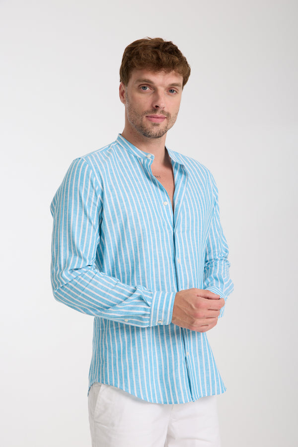 Chemise Homme Caravaggio Essential Lin Bleu clair Blanc