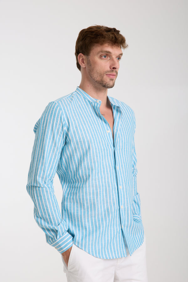 Chemise Homme Caravaggio Essential Lin Bleu clair Blanc