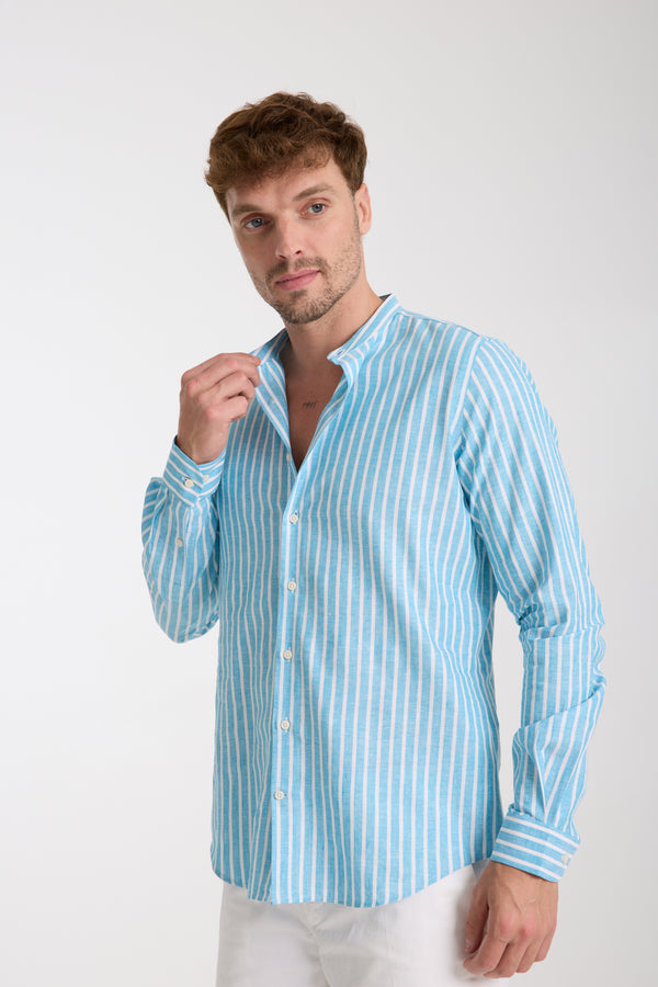 Chemise Homme Caravaggio Essential Lin Bleu clair Blanc