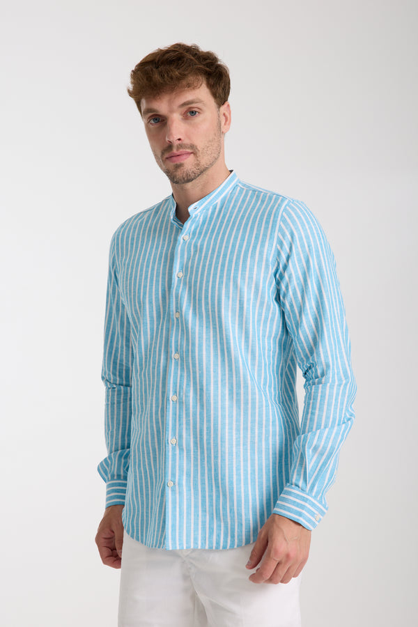 Chemise Homme Caravaggio Essential Lin Bleu clair Blanc