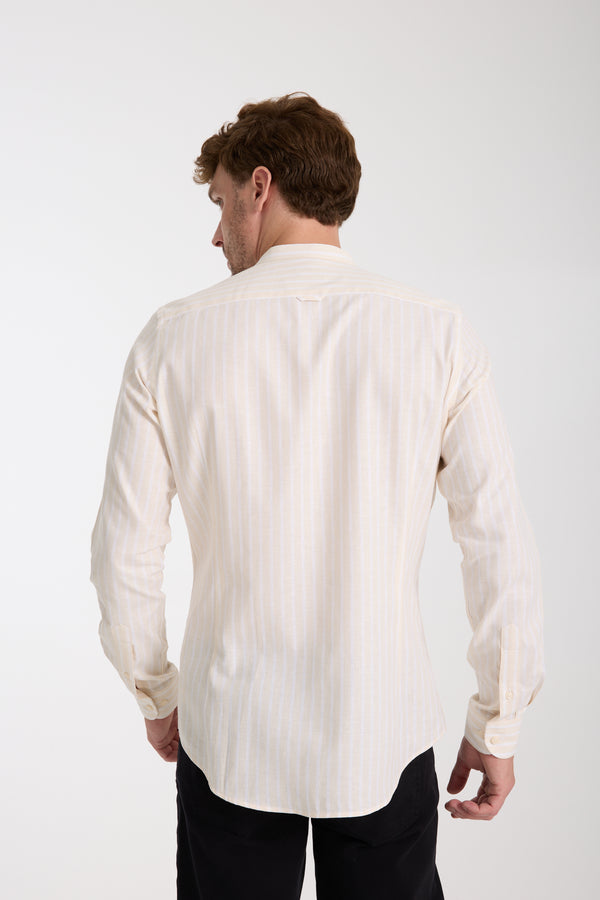 Caravaggio Essential Herren Hemd Leinen Beige Weiss