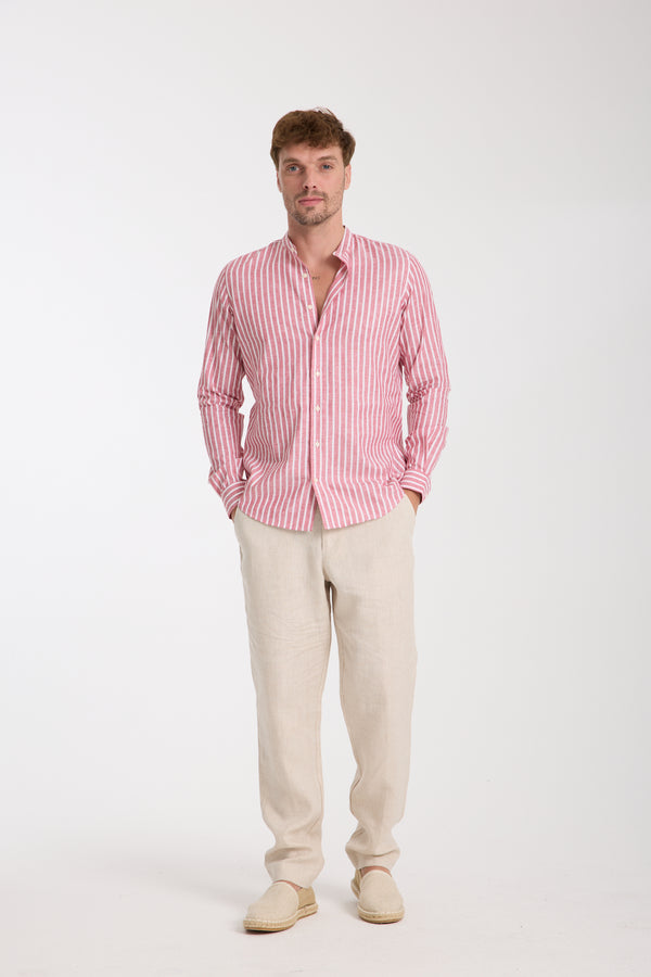 Chemise Homme Caravaggio Essential Lin Rouge Blanc