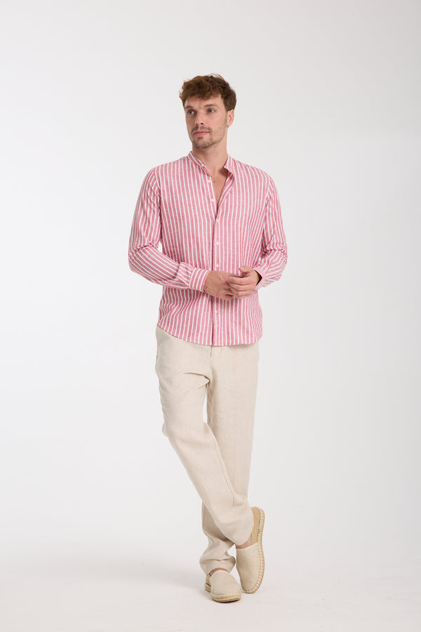 Chemise Homme Caravaggio Essential Lin Rouge Blanc