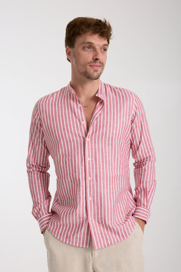 Chemise Homme Caravaggio Essential Lin Rouge Blanc