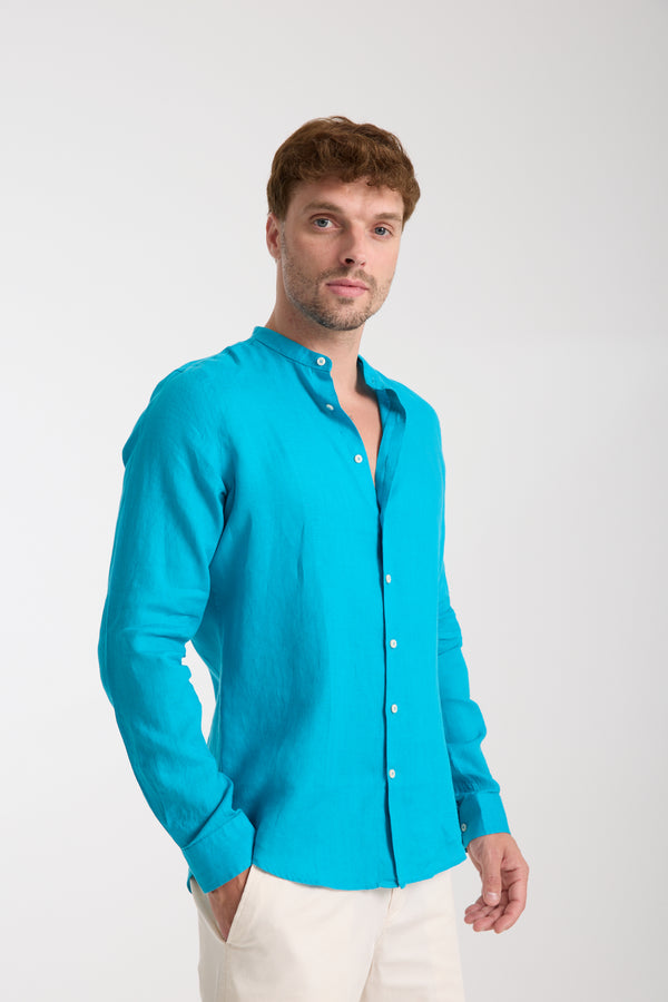 Camisa Hombre Caravaggio Essential Lino Azul Claro