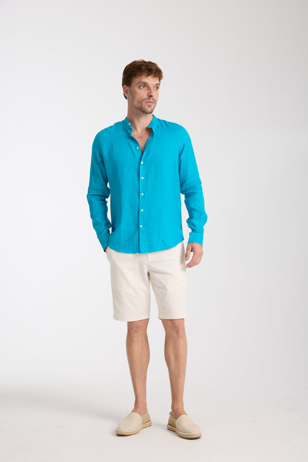 Camisa Hombre Caravaggio Essential Lino Azul Claro