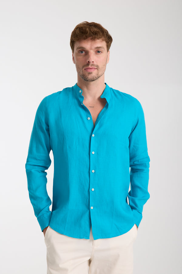 Camisa Hombre Caravaggio Essential Lino Azul Claro