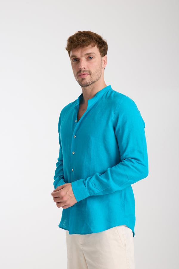 Camisa Hombre Caravaggio Essential Lino Azul Claro