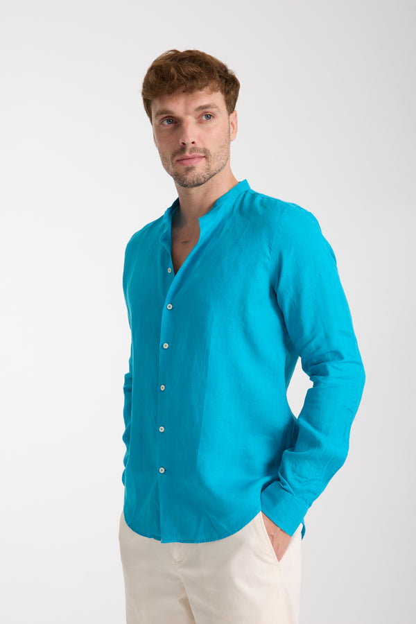 Camisa Hombre Caravaggio Essential Lino Azul Claro