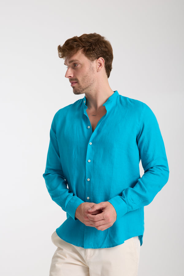 Camisa Hombre Caravaggio Essential Lino Azul Claro