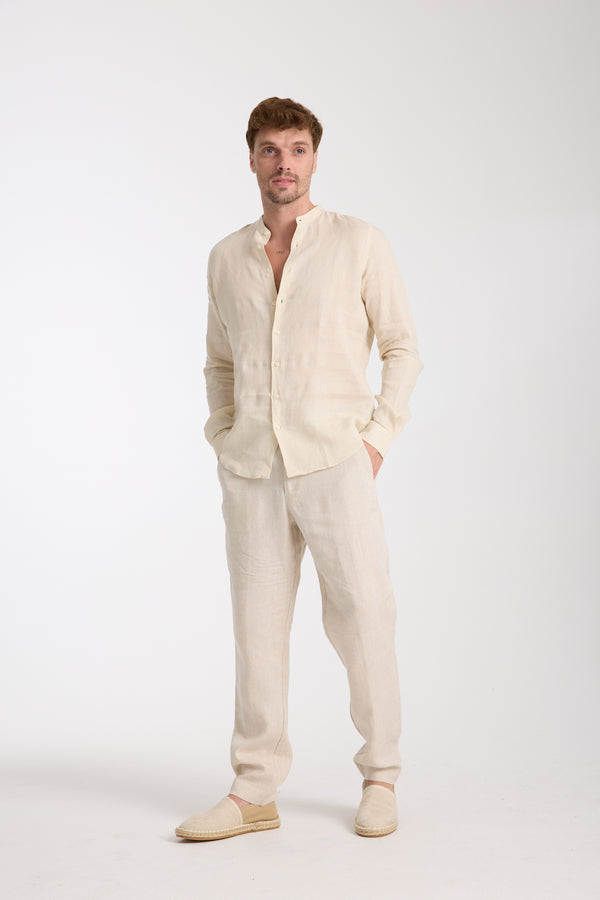 Camicia Uomo Caravaggio Essential Lino Beige