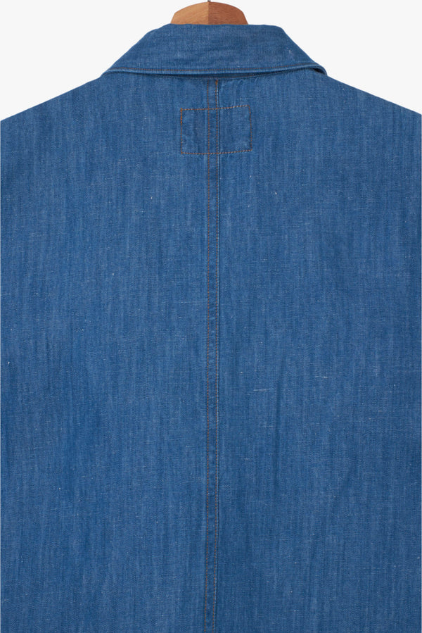Sobrecamisa Hombre Sport de Lino Azul con Bolsillos