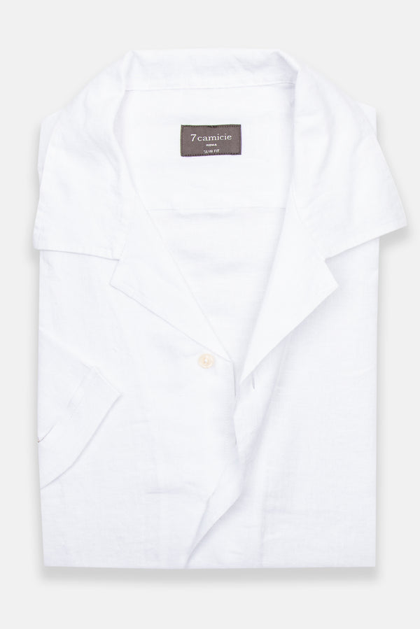 Chemise Homme Manche Courte Hawaii Sport Lin Blanc