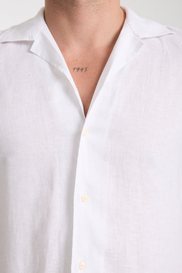 Chemise Homme Manche Courte Hawaii Sport Lin Blanc