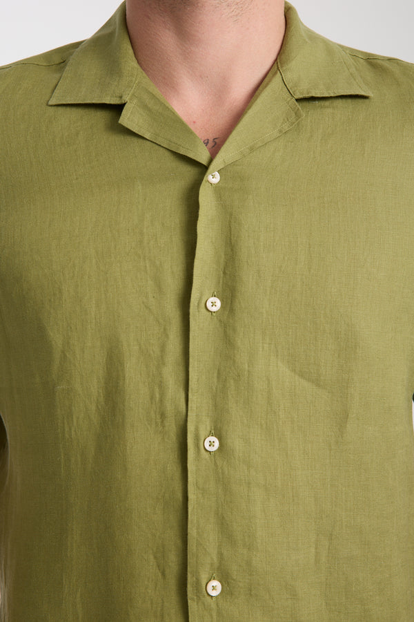 Camisa Hombre Manga corta Hawaii Sport Lino Verde