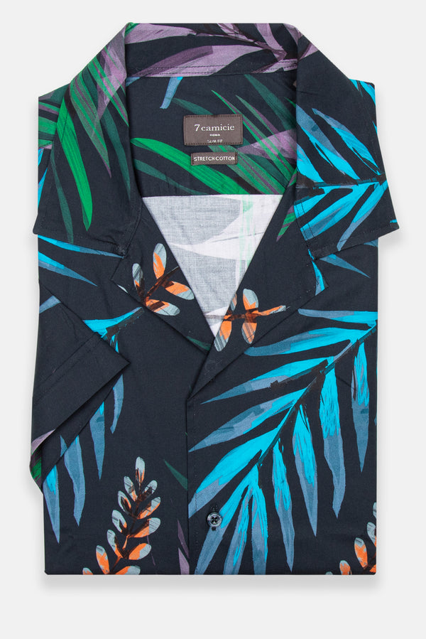 Camisa Hombre Manga corta Hawaii Sport Popelin Azul Azul Claro