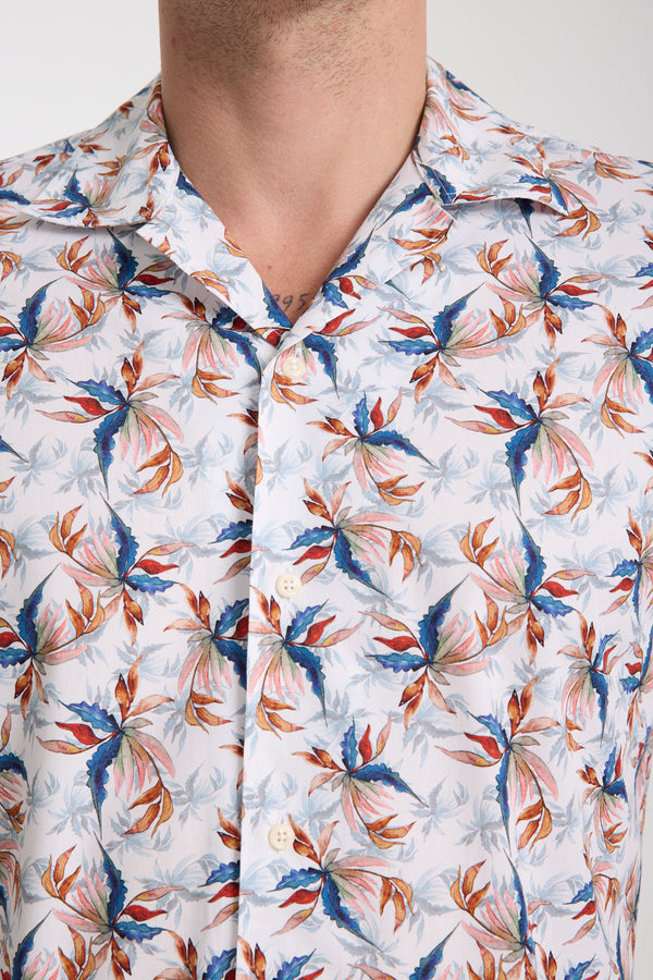 Hawaii Sport Herren Hemd Kurzarm Poplin Stretch Weiss Blau
