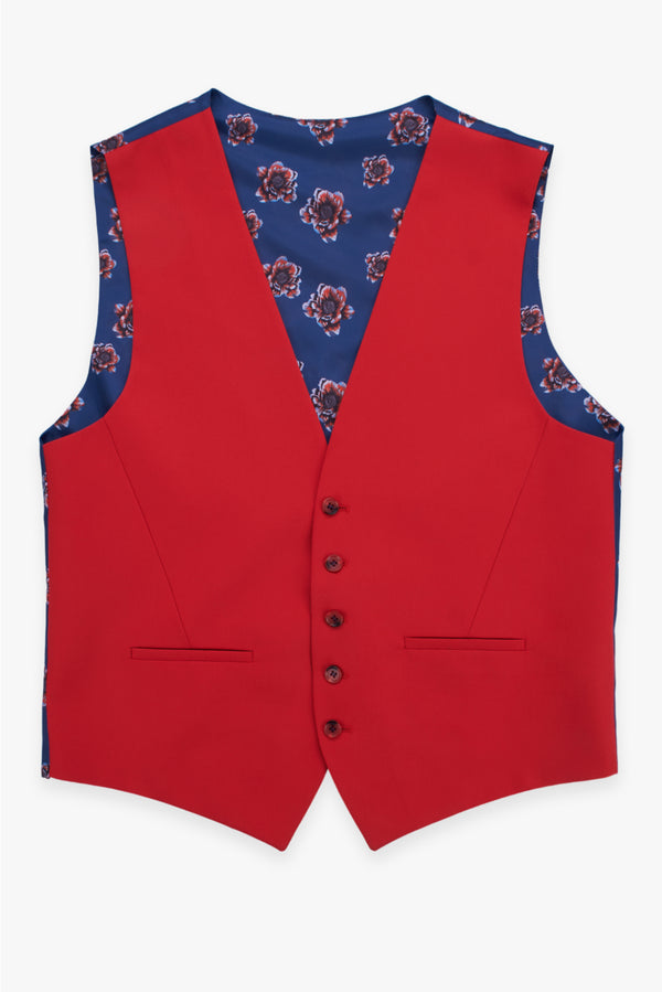 Polyviscose Man Waistcoat Red