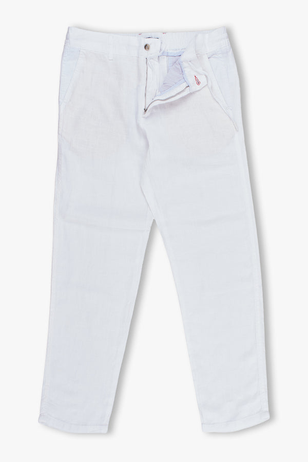 Herren Hose Leinen Weiss