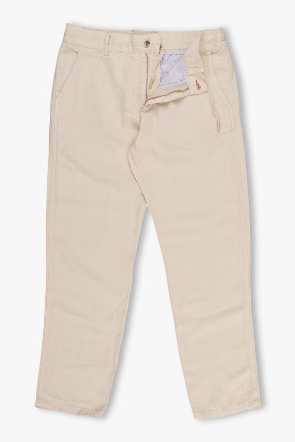 Herren Hose Leinen Beige