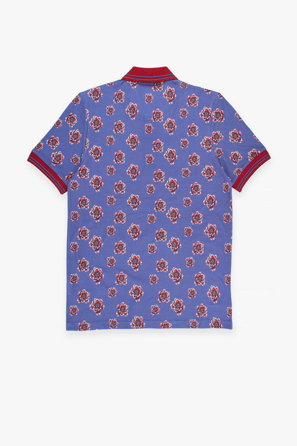 Herren Polo Piquet Blau Rot